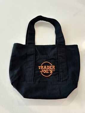 Trader Joe's Black Canvas Tote with Orange Logo